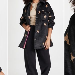 NWT AVEC LES FILLES
Felt Shirt Jacket In Black/tan Star